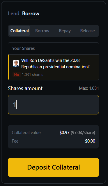 Deposit Collateral interface